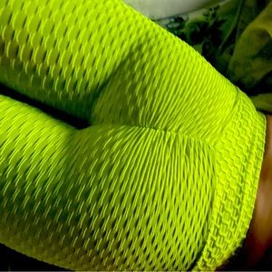 Small neon yellow leggings scrunch butt